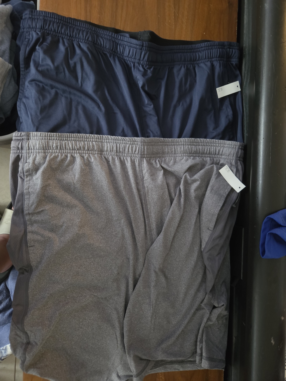 (2) Mens 2xl Amazon Essentials Active Shorts - Navy and Heather Gray